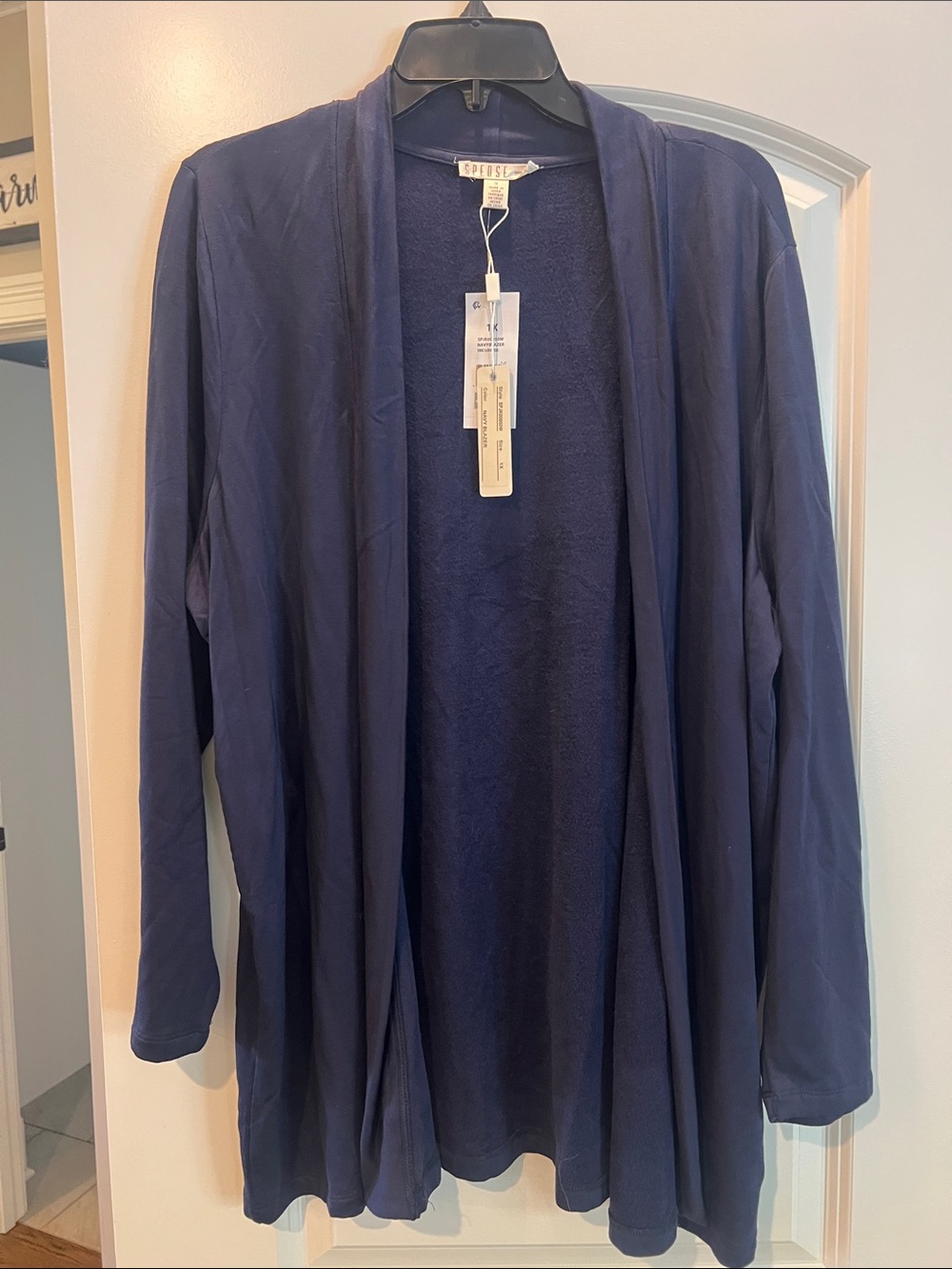 Spense Navy Open-Front Lightweight Draped Cardigan from Belk